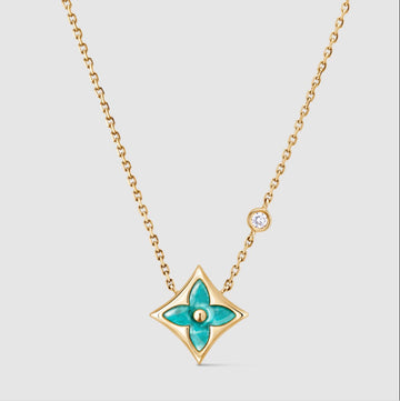 COLOR BLOSSOM BB STAR 18K 金(黄色)天河石钻石项链