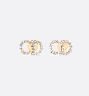 Clair D Lune 耳环 Gold finish metal and white crystals