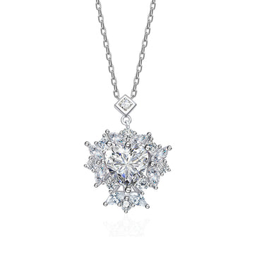 2ct heart-shaped mozzarella diamond necklace women's 925 sterling silver 8 * 8mm love pendant high-end light luxury ins hot jewelry
