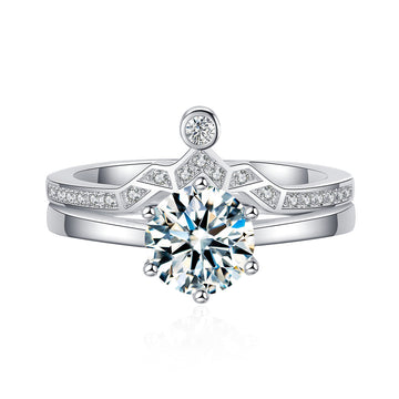 1 carat mozzarella diamond ring women's 925 sterling silver pair ring fashion personalized stacking ring European and American cross-border jewelry wholesale