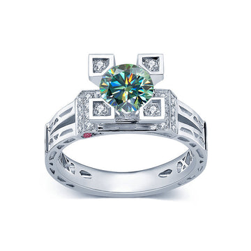 2 carat mozzarella diamond ring women's 925 sterling silver Eiffel Tower shape ring European and American cross-border first jewelry wholesale