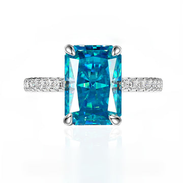 7 carat rectangular 8 * 10 ice flower cut deep tanzanite blue high carbon diamond 925 sterling silver ring European and American cross-border hot-selling jewelry