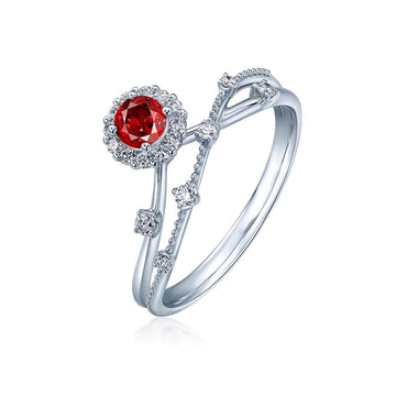 Star track full diamond S925 sterling silver ring women's fashion light luxury high sense inlaid green zirconium ring for cross-border foreign trade