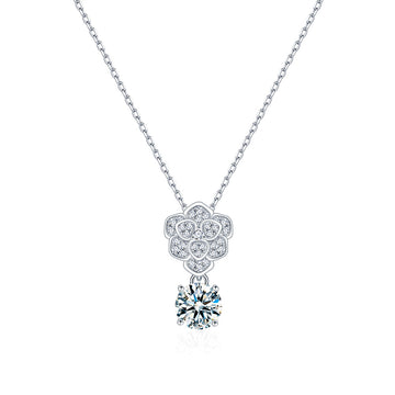 New 1ct mozzarella diamond camellia necklace 925 sterling silver collarbone chain fashion light luxury pendant live jewelry wholesale