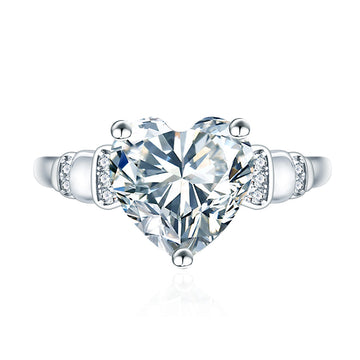 4 carat 10 * 10mm love shape mozzarella diamond sterling silver ring female Douyin live broadcast new ring wholesale high sense