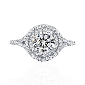 1.7ct round circumference full of diamonds 6.5mm light sea blue S925 sterling silver ring women's high-end ring hot-selling jewelry