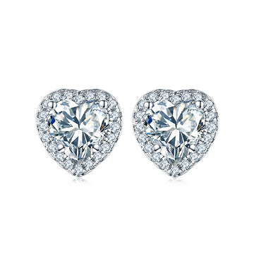 1.2 carat 7 * 7 heart mozzarella diamond stud earrings women's S925 sterling silver fashion classic earrings hot-selling wholesale ear jewelry