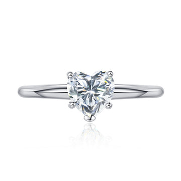 80 points 6 * 6mm peach heart moissanite diamond ring simple and versatile 925 sterling silver ring women's live broadcast hot sale factory direct sales