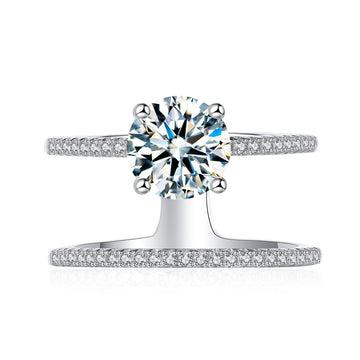 1.25 carat 7mm mozzarella diamond ring women's 925 sterling silver double-layer line European and American light luxury high-end cross-border jewelry