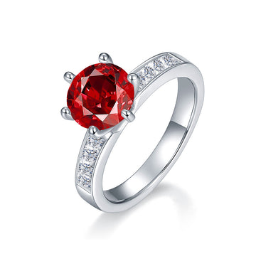 2024 new red, green and sapphire ring women's S925 sterling silver classic six-claw ring European and American cross-border foreign trade jewelry