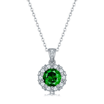 Douyin live stream hot-selling princess round bag full of diamond necklace women's S925 sterling silver colored zircon collarbone chain pendant simple