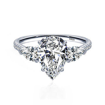 4.7Ct water drop 8 * 12 yellow diamond ring women's 925 sterling silver Redeen cut high carbon diamond ring European and American fashion