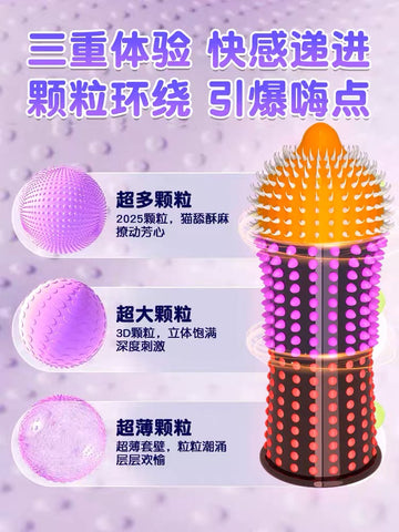 Jiesbang Condom Wolf Tooth Barbed Large Granular Genuine Flagship Store Ultra-thin Condom Male Sex Perversion Tt