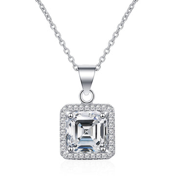 2.5ct square 8 * 8mm mozzarella diamond necklace women's S925 sterling silver pendant collarbone chain European and American cross-border wholesale jewelry