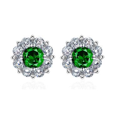 2024 Spring New Product Snowflake Earrings Women's S925 Sterling Silver Simulation Red Blue Emerald Earrings Live One Piece