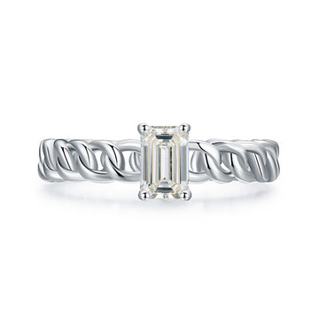 0.8ct special-shaped moissanite ring women's S925 sterling silver chain diamond ring 4 * 6mm rectangular emerald cut engagement ring