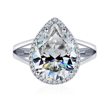 Violet High Carbon Diamond Sterling Silver Ring Women's S925 Sterling Silver 10 * 14 Water Drop 8.5ct European and American Elegant Hand Jewelry