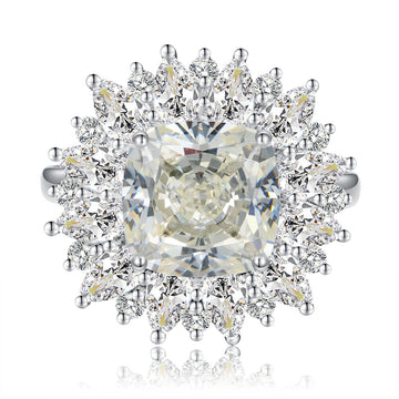 8.3ct ice flower cut ring women's S925 sterling silver European and American luxury 10 * 10mm fat square yellow diamond high-end banquet jewelry