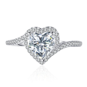 1.2 carat 7mm heart-shaped moissanite S925 sterling silver ring bag studded with diamonds, wedding ring, cross-border jewelry wholesale
