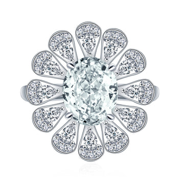 Tsavorite green ice flower cut high carbon diamond ring 8 * 10 oval flower ring European and American cross-border first jewelry wholesale