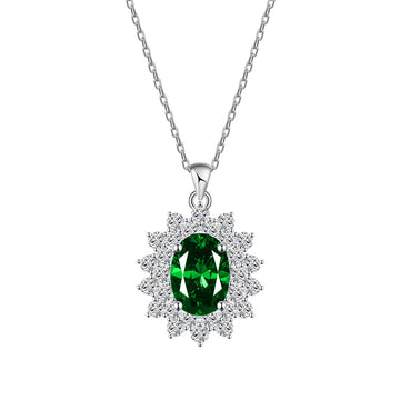 6 * 8 egg-shaped artificial ruby necklace women, sterling silver zircon pendant classic light luxury collarbone chain cross-border explosion