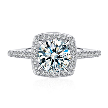 1 carat 6.5mm round moissanite diamond ring slightly inlaid with diamond square bag ring S925 sterling silver engagement ring new