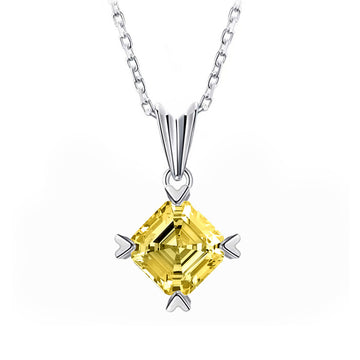6 * 6 Square Asci Pink Diamond Necklace Women's 925 Sterling Silver Light Luxury Niche Design High Carbon Diamond Clavicle Chain with Jewelry