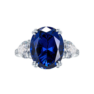 3 carat 8 * 10 pigeon egg artificial sapphire ring S925 sterling silver ins light luxury European and American cross-border jewelry wholesale
