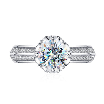 1ct mozzarella diamond bouquet ring women's S925 sterling silver 6.5mm round eight hearts and eight arrows diamond ring wedding proposal ring