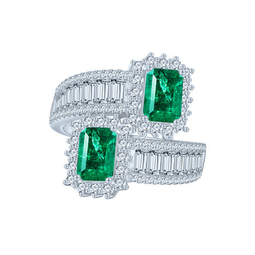 New 5 * 7mm rectangular Paraiba emerald ring women's European and American ins niche design S925 sterling silver jewelry