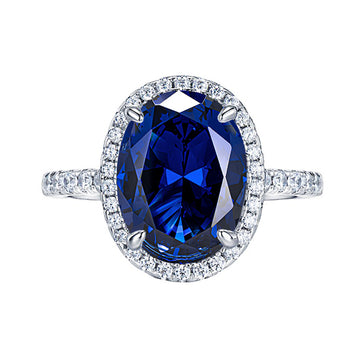 2024 new 3ct royal sapphire 8 * 10mm egg-shaped 925 sterling silver ring women's classic European and American jewelry wholesale