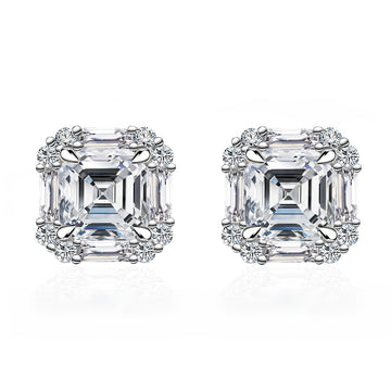 1 carat 6 * 6mm square asche mozzarella diamond stud earrings women's S925 sterling silver earrings live broadcast hot-selling fashion accessories