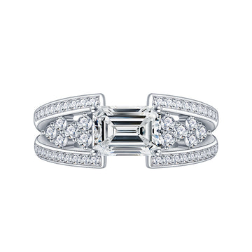6 * 8 special-shaped Mozambican 2-carat S925 silver ring for women, European and American personalized design, light luxury live broadcast supply, jewelry wholesale