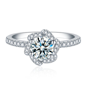 1ct mozzarella diamond ring women's 925 sterling silver full diamond camellia ring Douyin live broadcast hot-selling source jewelry wholesale
