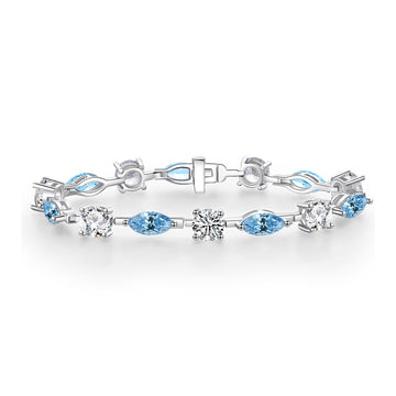 European and American cross-border luxury aquamarine horse eye bracelet women's S925 sterling silver bracelet foreign trade live broadcast jewelry wholesale