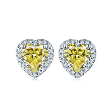 European and American fashion candy pink diamond stud earrings women's 925 sterling silver full diamond 7 * 7 love earrings high-end ear jewelry wholesale