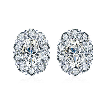 2 carat 7 * 9 pigeon egg moissanite stud earrings S925 sterling silver European and American ladies elegant high-end ear jewelry wholesale