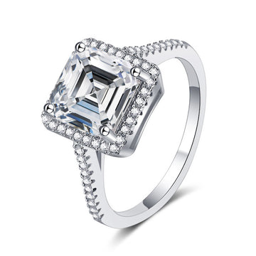 2.5ct square 8 * 8mm Ascut mozzarella diamond ring S925 sterling silver diamond ring live broadcast hot-selling jewelry wholesale