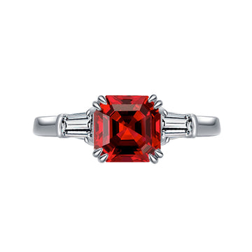 2.8ct square 7 * 7mm pigeon blood red diamond S925 sterling silver ring women's European and American fashion light luxury jewelry manufacturers wholesale
