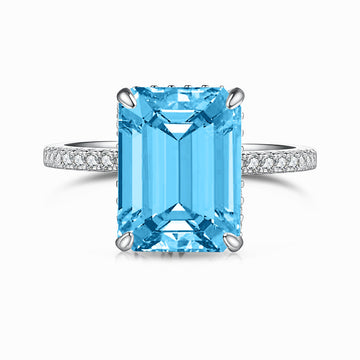 8 * 10Mm colored diamond sugar cube ring women's S925 sterling silver European and American fashion light luxury jewelry 2025 new live broadcast jewelry