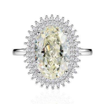 6.5 carat Pa color Pa green ice flower cut ring women's 925 sterling silver oval 8 * 12mm high carbon diamond European and American cross-border