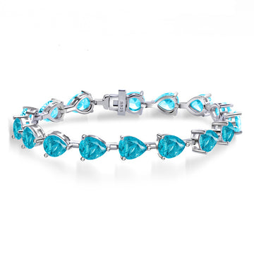Simulation emerald Paraiba gemstone bracelet women's European and American cross-border S925 sterling silver jewelry luxury high jewelry