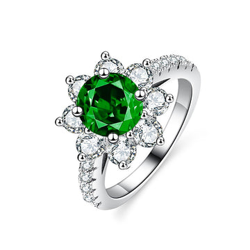 2024 new blue-green ruby ring women's S925 sterling silver snowflake ring wish live stream hot jewelry wholesale