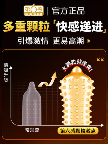 Sixth Sense Condom Orgasm Stimulation Wolf Teeth Barbed Large Granular Condom Ultra Thin Men's Genuine Flagship Store tt
