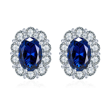 7 * 9 oval simulation with cotton emerald stud earrings female 925 sterling silver earrings European and American cross-border live broadcast jewelry wholesale