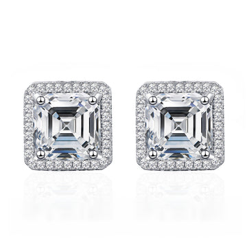 2.5 carat 8 * 8 square ascut square mozzarella diamond stud earrings for women's S925 sterling silver ear jewelry cross-border wholesale