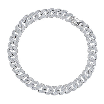 2023 new micro-inlaid diamond Cuban chain S925 sterling silver bracelet, men's and women's same European and American hip-hop silver jewelry wholesale