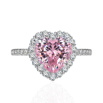 4.8 carat heart-shaped 9mm pink diamond ring women's sterling silver European and American fashion ring new jewelry cross-border foreign trade wholesale