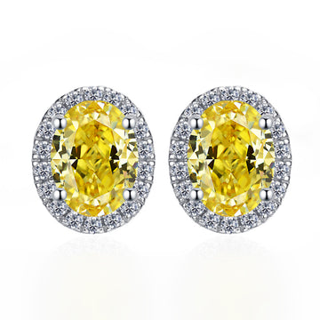 2024 new Dan shape 6*8 ice flower cut aquamarine stud earrings female 925 sterling silver high carbon diamond ear jewelry cross-border delivery