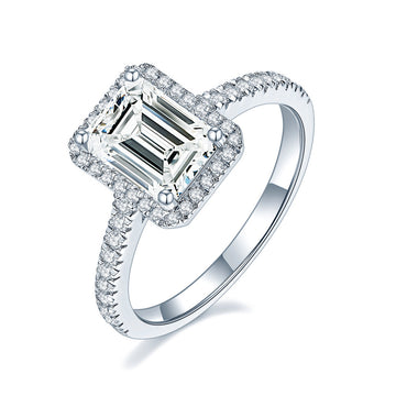 2-3 carat special-shaped mozzarella diamond ring women's 925 sterling silver ring rectangular emerald cut live stream jewelry wholesale